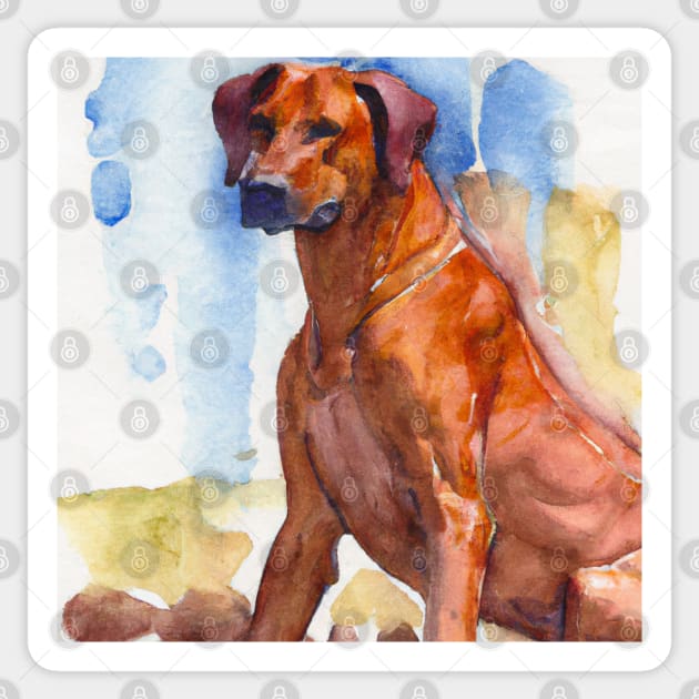 Rhodesian Ridgeback Watercolor Painting - Dog Lover Gifts Sticker by Edd Paint Something